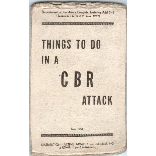 1954 Things To Do In a CBR Attack Dept. Of Army Pocket Card EA3