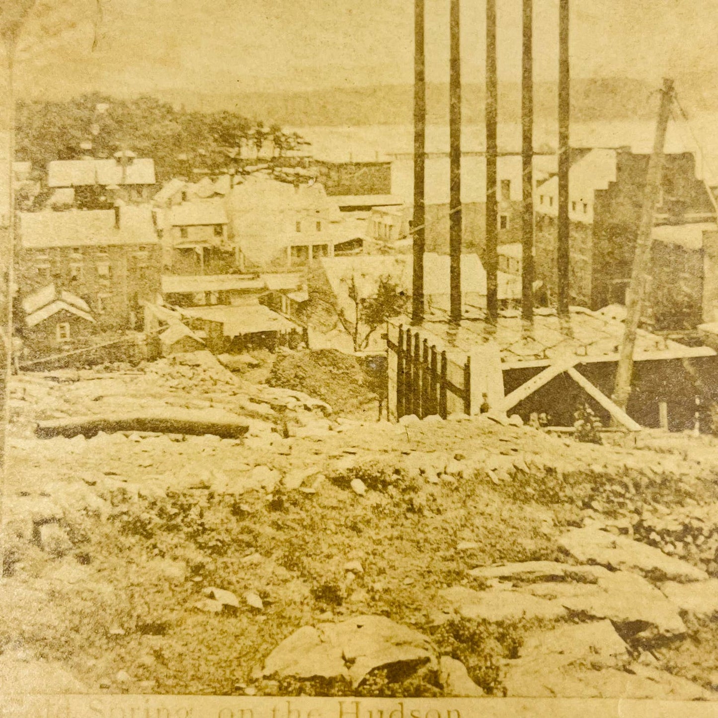 1890s Stereoview Card Cold Spring on the Hudson River New York City NY SB8