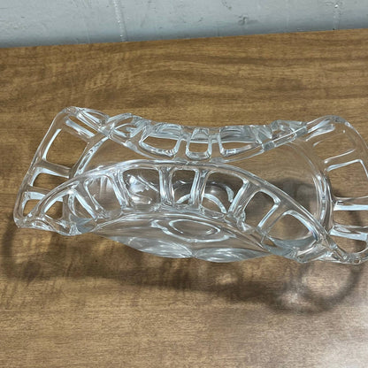 Vintage Art Glass Lattice Edge Pinched Glass Tray 10 x 4” TI5