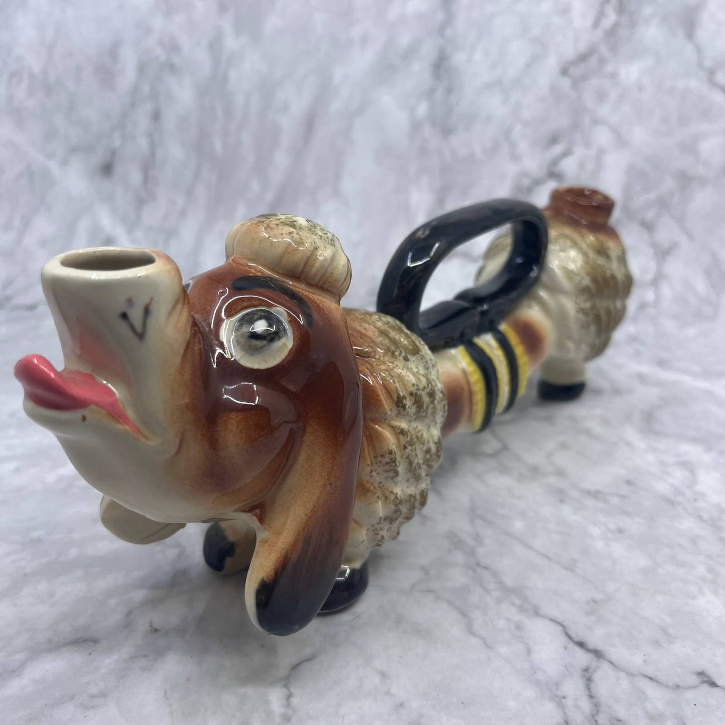 1950s Long Neck Poodle Dog Ceramic Oil and Vinegar Decanter 11" TI8