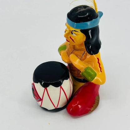 VTG 1960s Indian Native American Chief Man Playing Drum Salt & Pepper TB5