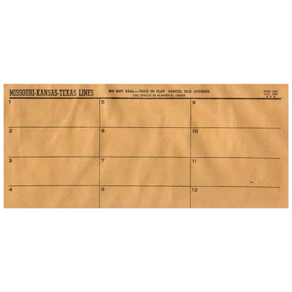 Vintage Missouri-Kansas-Texas Lines Railroad Envelope Blank SE4