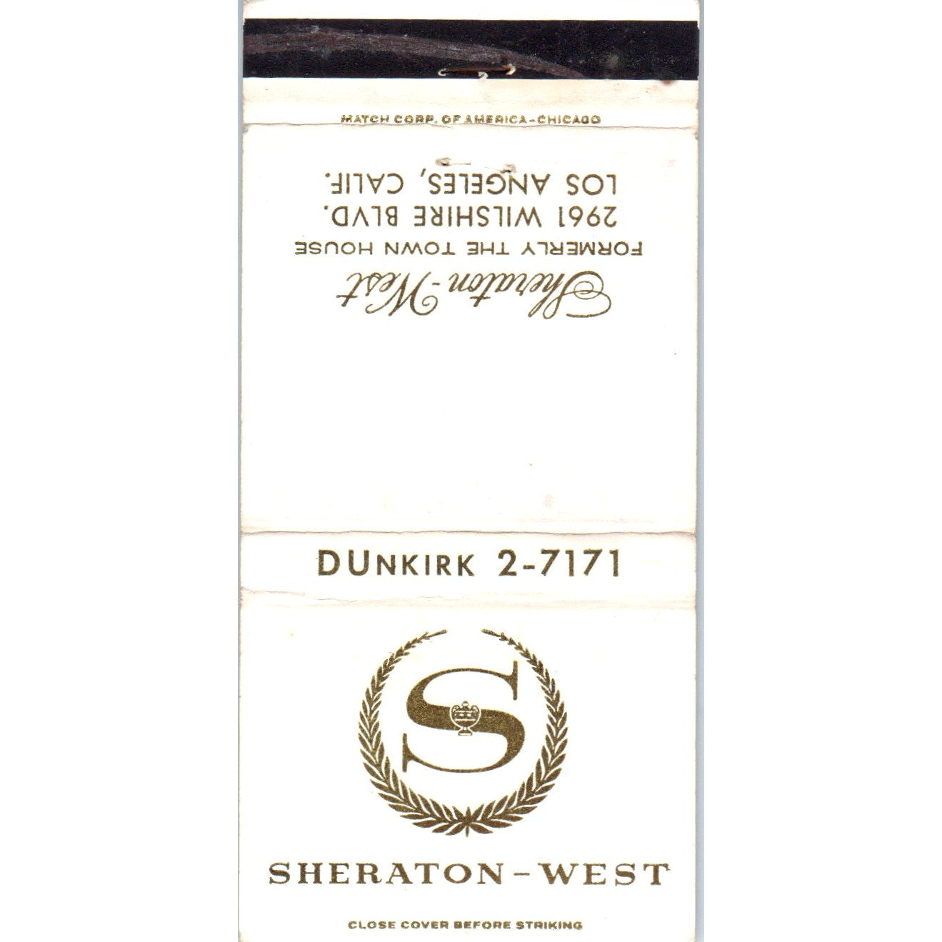 Sheraton West Hotel Los Angeles CA Advertising Matchbook Cover MM10-3