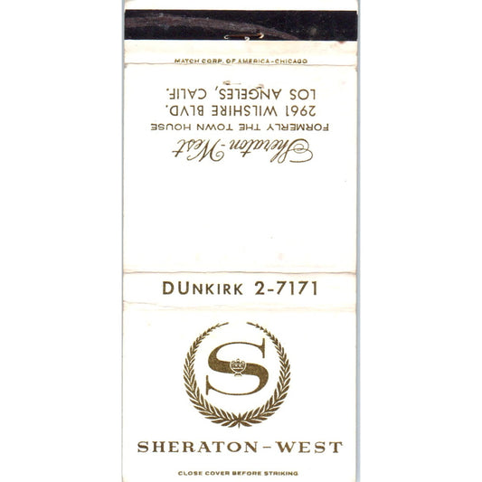Sheraton West Hotel Los Angeles CA Advertising Matchbook Cover MM10-3