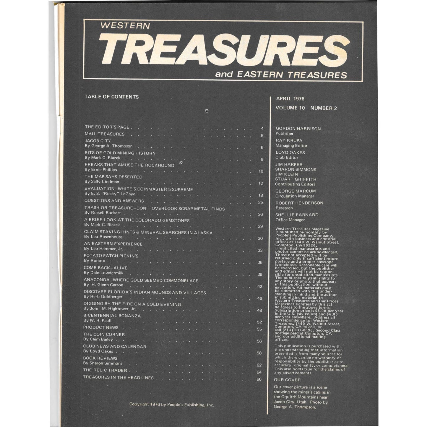 Western Treasures and Eastern Treasures Magazine Metal Detecting April 1976 M3