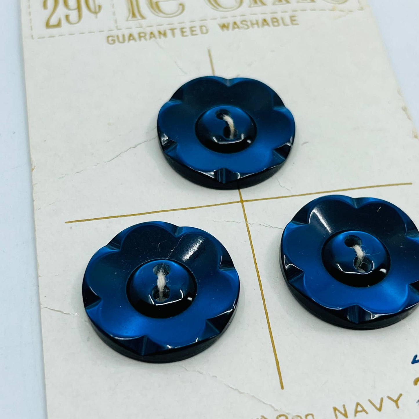 Vintage Le Chic Buttons Midnight Navy Blue Shimmer 7/8 SB5