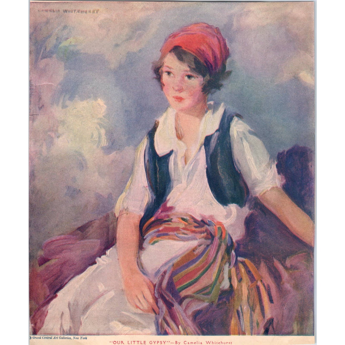 Antique Vintage Camelia Whitehurst Print Our Little Gypsy 7.5x9.5 TJ1-2