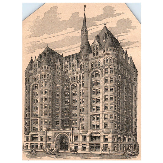 The Woman's Temple at Chicago Illinois 5x7" Original Engraving 1899 AK5-18
