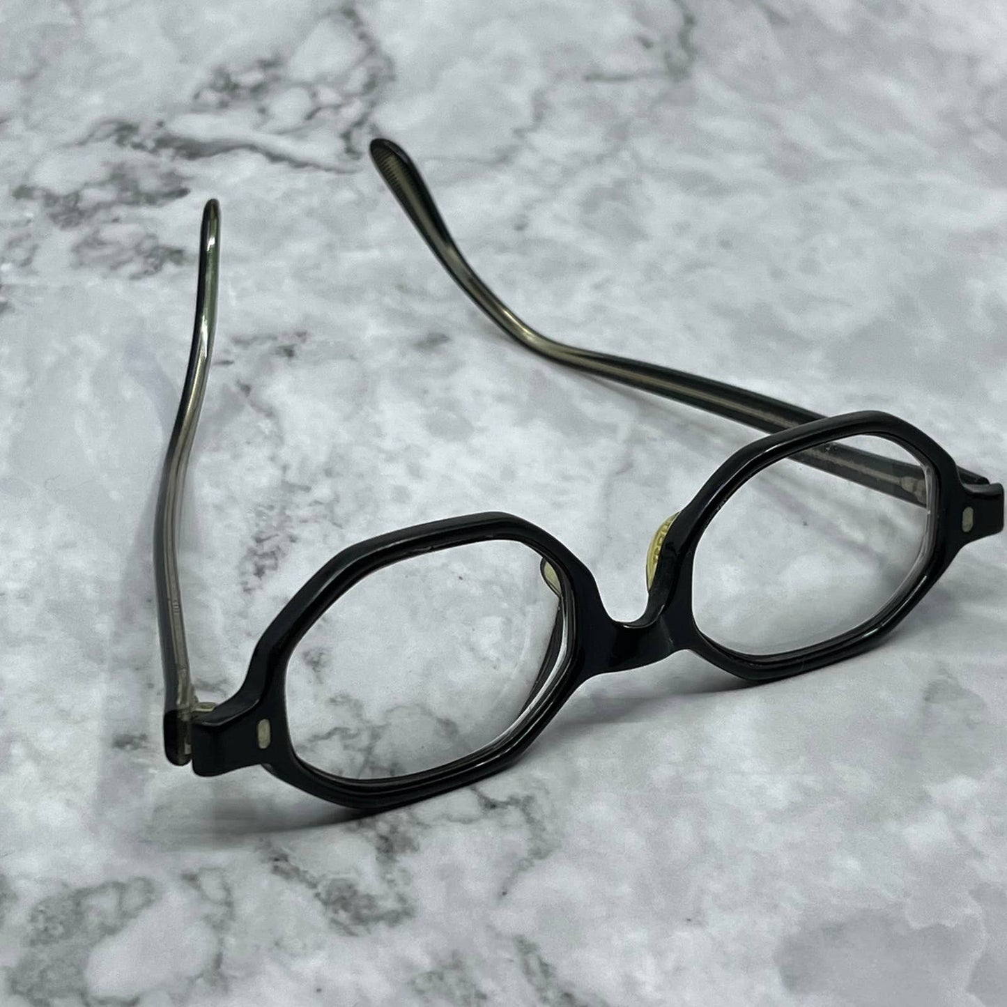 Vintage Foremost Black Octagonal Frames Eyeglasses 5 1/2 USA SE9