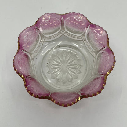 Antique Mirror Panel Berry Bowl Glass 15086 Pink Blush Gold Galloway EAPG 4” SA3