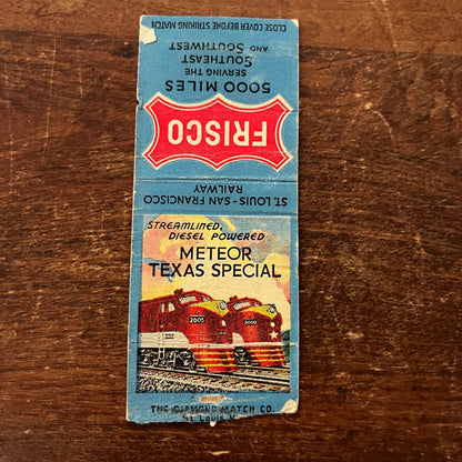 Frisco Railway Meteor Texas Special Advertising Matchbook Cover SB3-M4