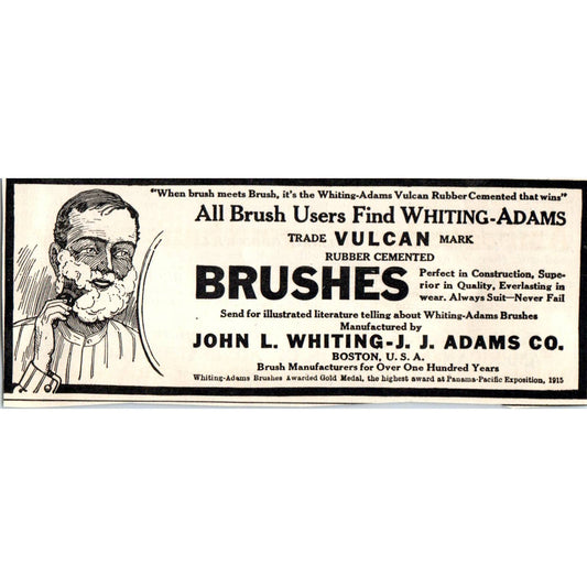 c1920 Harper's Magazine Ad - Whiting-Adams Vulcan Rubber Shaving Brushes EA3-3