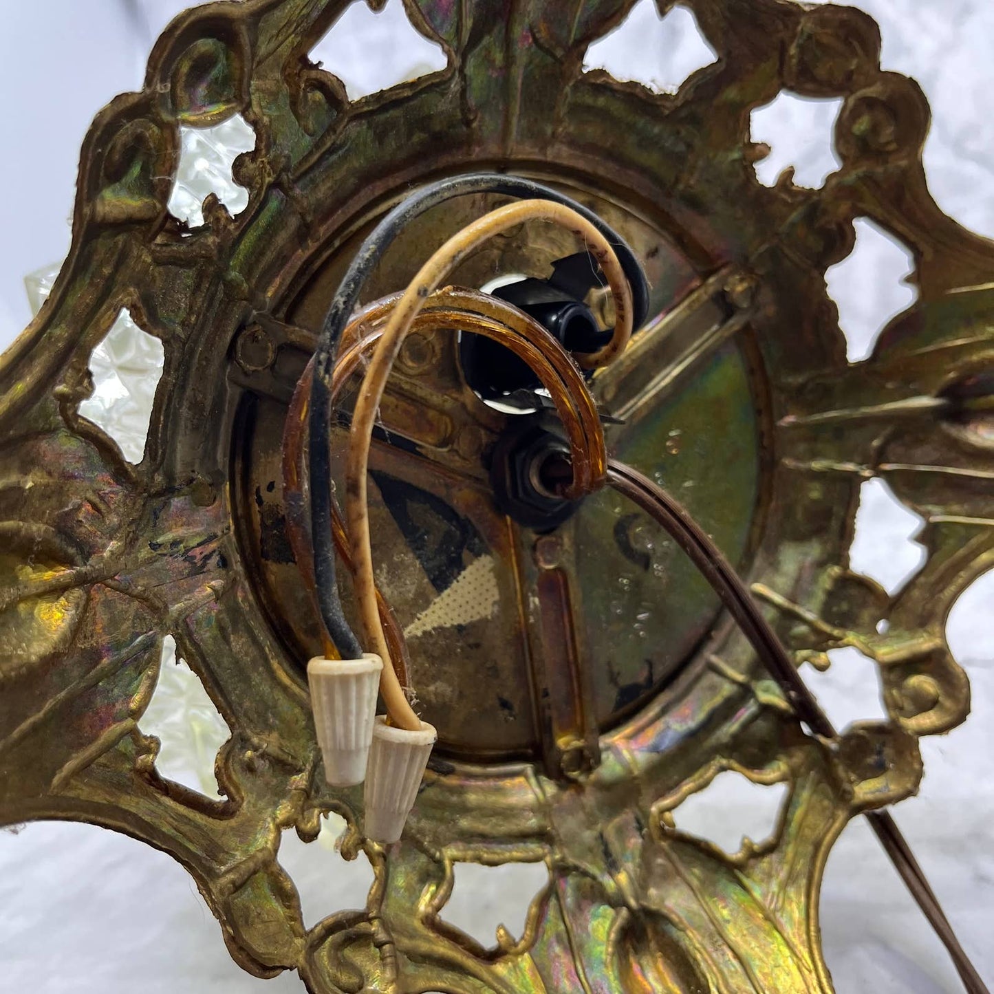 1970 Hollywood Regency Glam Lamp Crystal Glass & Brass EF Industries 23" WORKS