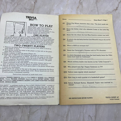 Trivia Quest 1984 Vtg Magazine Game Book #7 The Beatles Jaws James Bond TI7