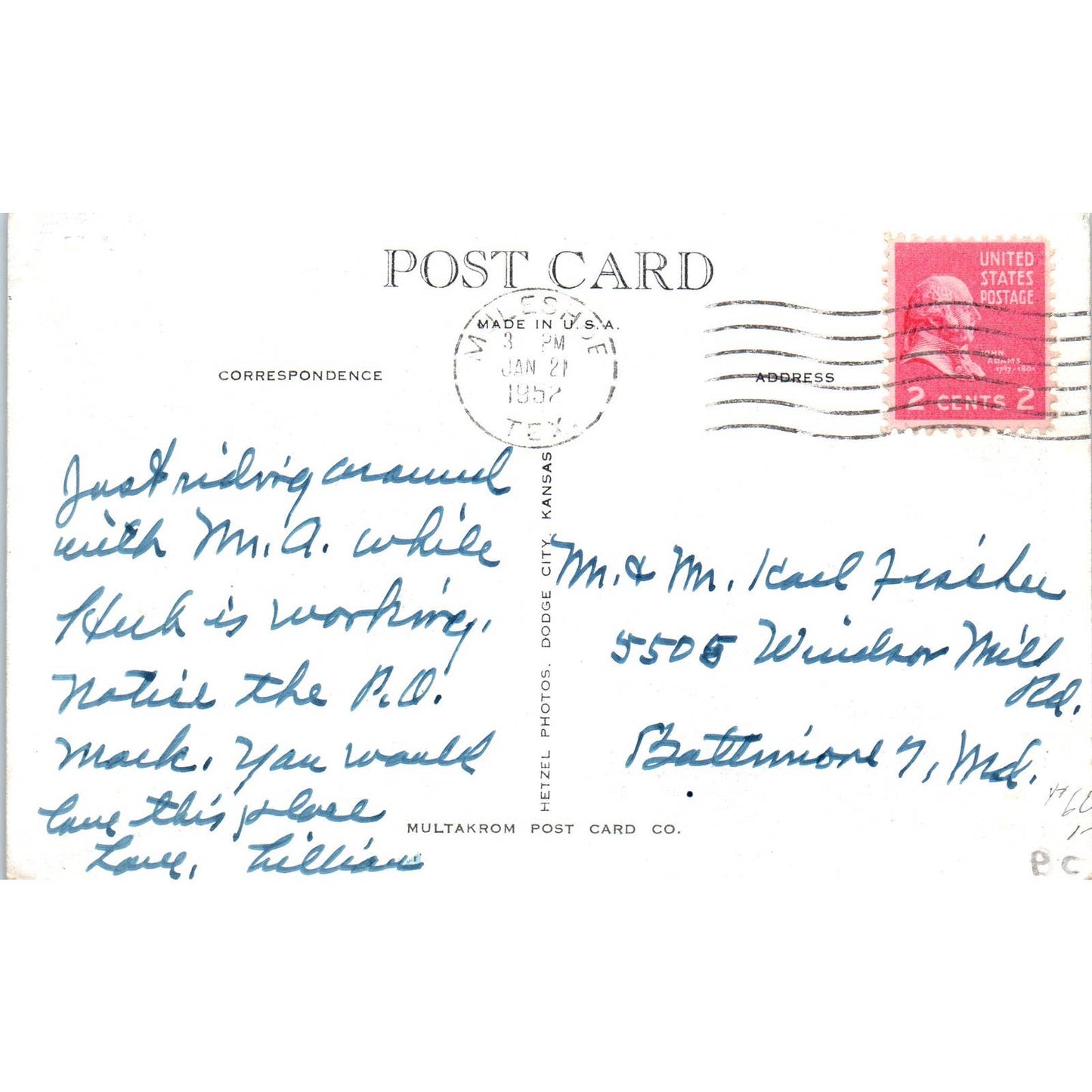 Saturday Night on Main Street in the West 1952 Muleshoe TX Postcard TK1-P20