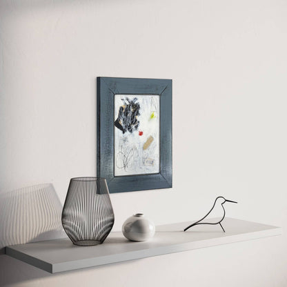Original Framed Mixed Media Abstract Art Painting 7.5x9.5 “Tear" With COA