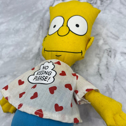 1990 Bart Simpson Plush Valentines Doll No Kissing Please By Dan Dee 10" TK3