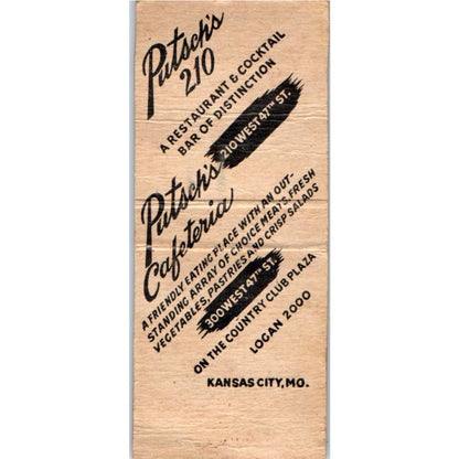 Putsch's Cafeteria Kansas City MO Advertising Matchbook Cover SA9-M3