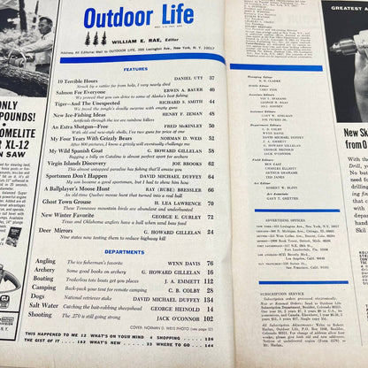 1965 Feb Outdoor Life Magazine Snakebites Salmon Bow Hunting Grizzly Bears TE8