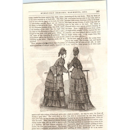 Everyday Dresses 3 - Victorian Fashion Plate - 1878 Original Plate TJ7-L2