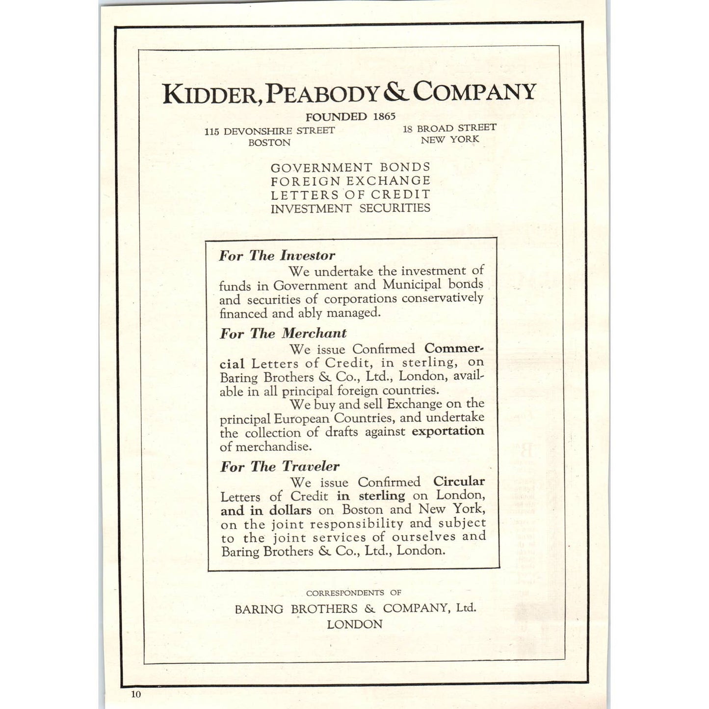 Kidder, Peabody and Company Securities Exchange - 1921 Original Ad TJ7-L
