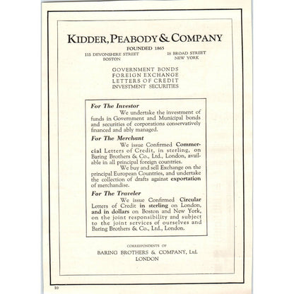 Kidder, Peabody and Company Securities Exchange - 1921 Original Ad TJ7-L