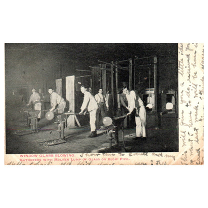 Window Glass Blowing 1906 - Original Postcard RPPC TJ8-4