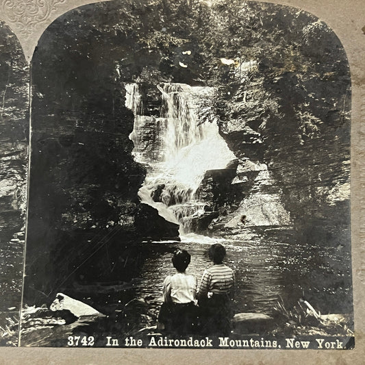 Waterfall Adirondack Mountains New York Antique Stereoview Card H2-2
