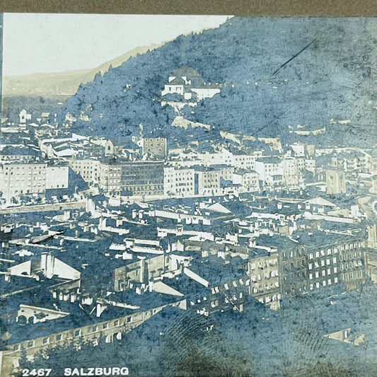 c1885 Stereoview Card Bird’s Eye View of Salzburg Germany