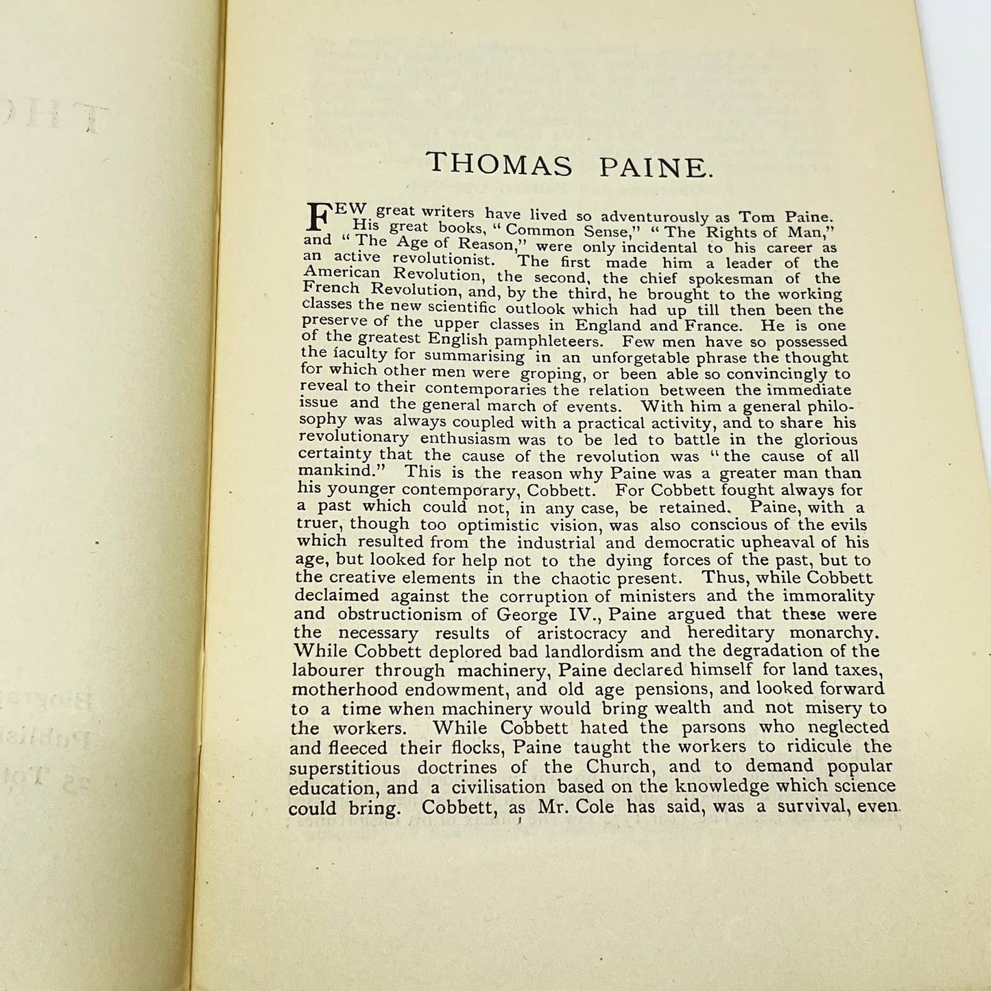 1925 THOMAS PAINE Biographical Series Fabian Tract No. 217 London TE2