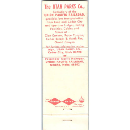 Utah Parks Co Union Pacific RR Map Advertising Matchbook Cover MM9-8