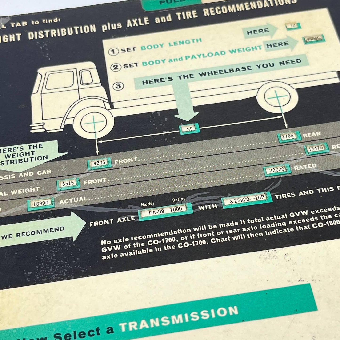 1963 IH Loadstar CO-1800 Tractor Selector Weight Distribution Calculator TF8