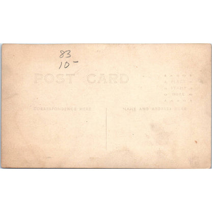 Antique Postcard RPPC Man With 2 White Horses Outside Tent c1910 SE8