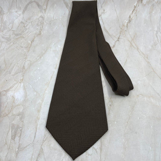 Retro 1960s Men's Golden 'K' 34 Brown Textured 100% Polyester Necktie Tie TJ9