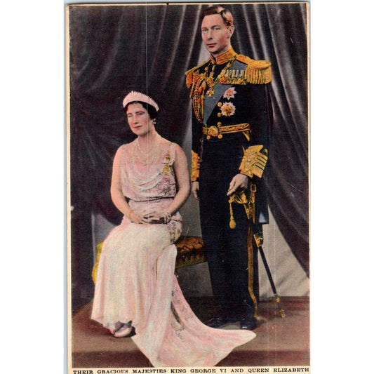 King George VI and Queen Elizabeth Original Postcard P2-3