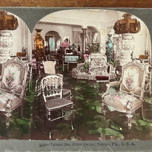 Tampa Bay Hotel Parlor Tampa Bay FL 1898 Antique Stereoview Card TJ9-V1