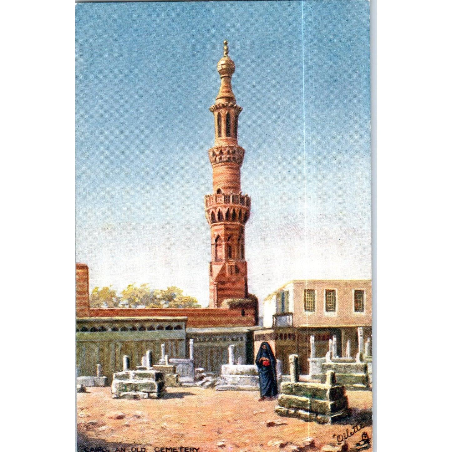 Egypt Cairo An Old Cemetary Raphael Tuck Oilette Original Postcard P2-12
