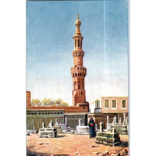 Egypt Cairo An Old Cemetary Raphael Tuck Oilette Original Postcard P2-12