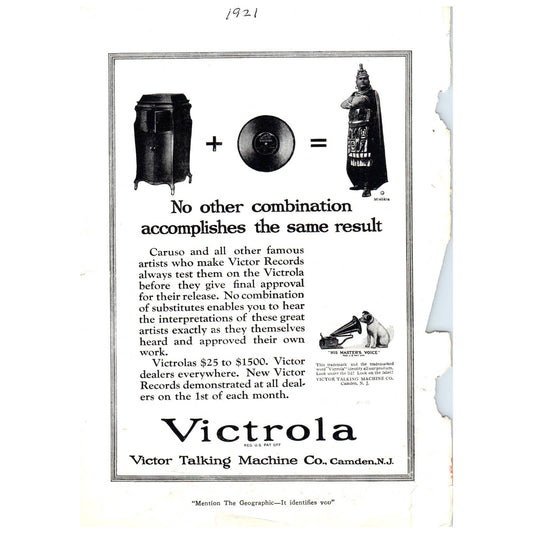 Original 1920s Victrola Victor Talking Machine Magazine Ad Camden NJ AD8-4