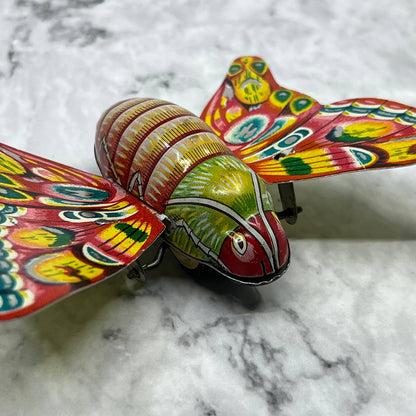 Vtg 50's ALPS Moth Friction Tin Toy. Bold Bright Colors Butterfly JAPAN SF1