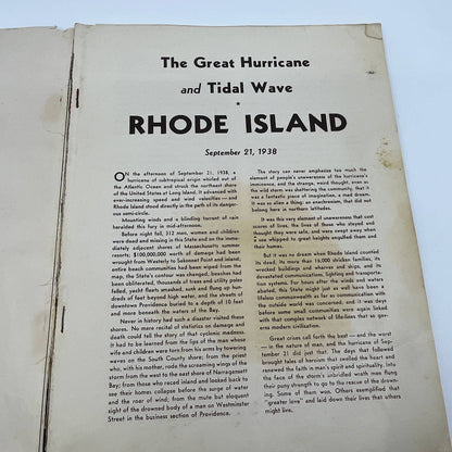 The Great Hurricane and Tidal Wave Rhode Island Sept 21, 1938 Paperback Book TG6