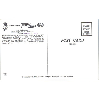 Kamloops Travel Lodge British Columbia Canada - Original Postcard P3-4