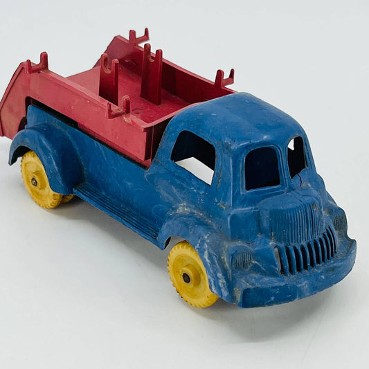 1950s BANNER FIRE TRUCK Plastic Celluloid Toy Dual Back Wheel US 4” TE1-1