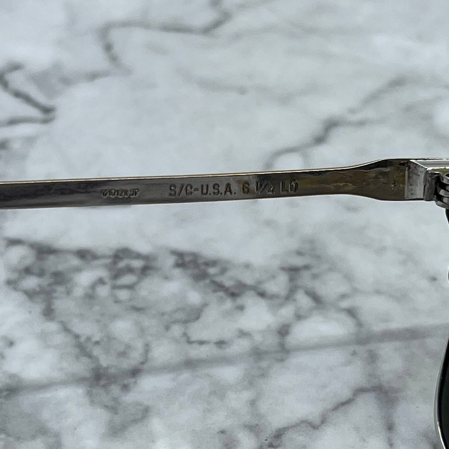 1940s Shuron Ronsir Black and Gray Marble 12k Gold Fill Eyeglasses Cable Arm TA2