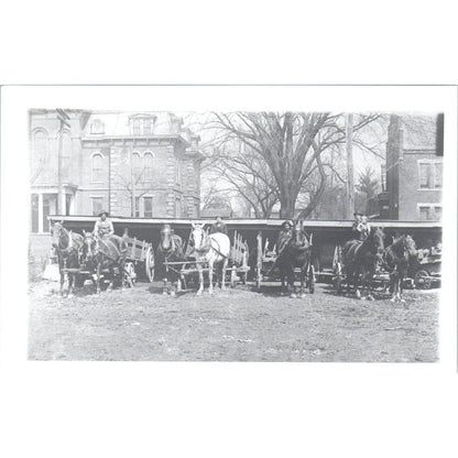 Antique Postcard RPPC 4 Men in Horse Drawn Carts SE8