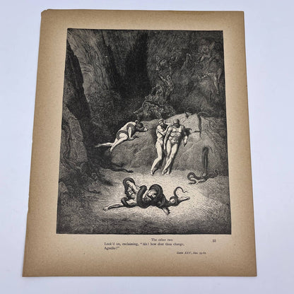 Original 1880s Gustave Dore Engraving Dante Metamorphosis FL4