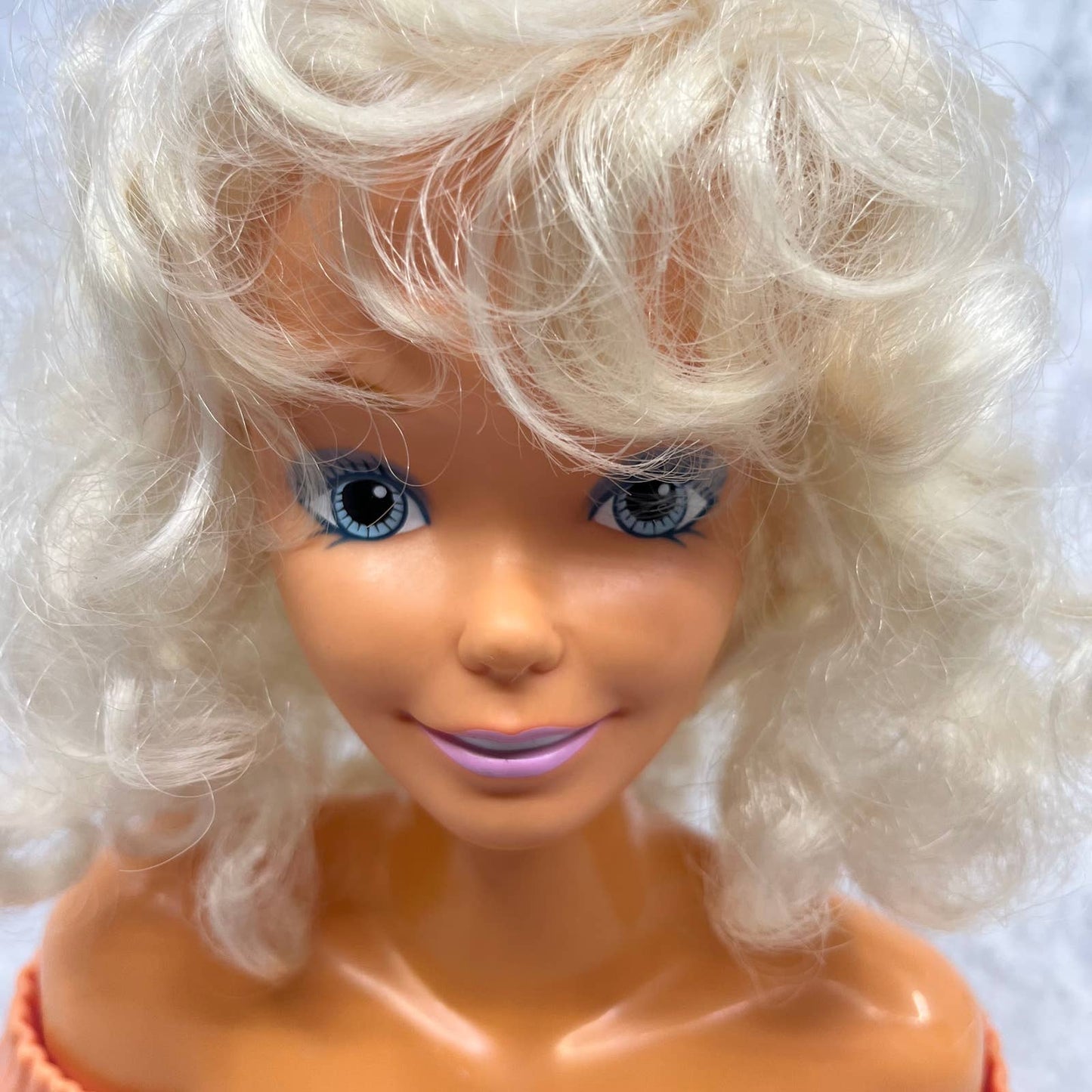 1988 Arco Mattel Barbie Head Styling Head Make Me Pretty Blonde Curly TI8