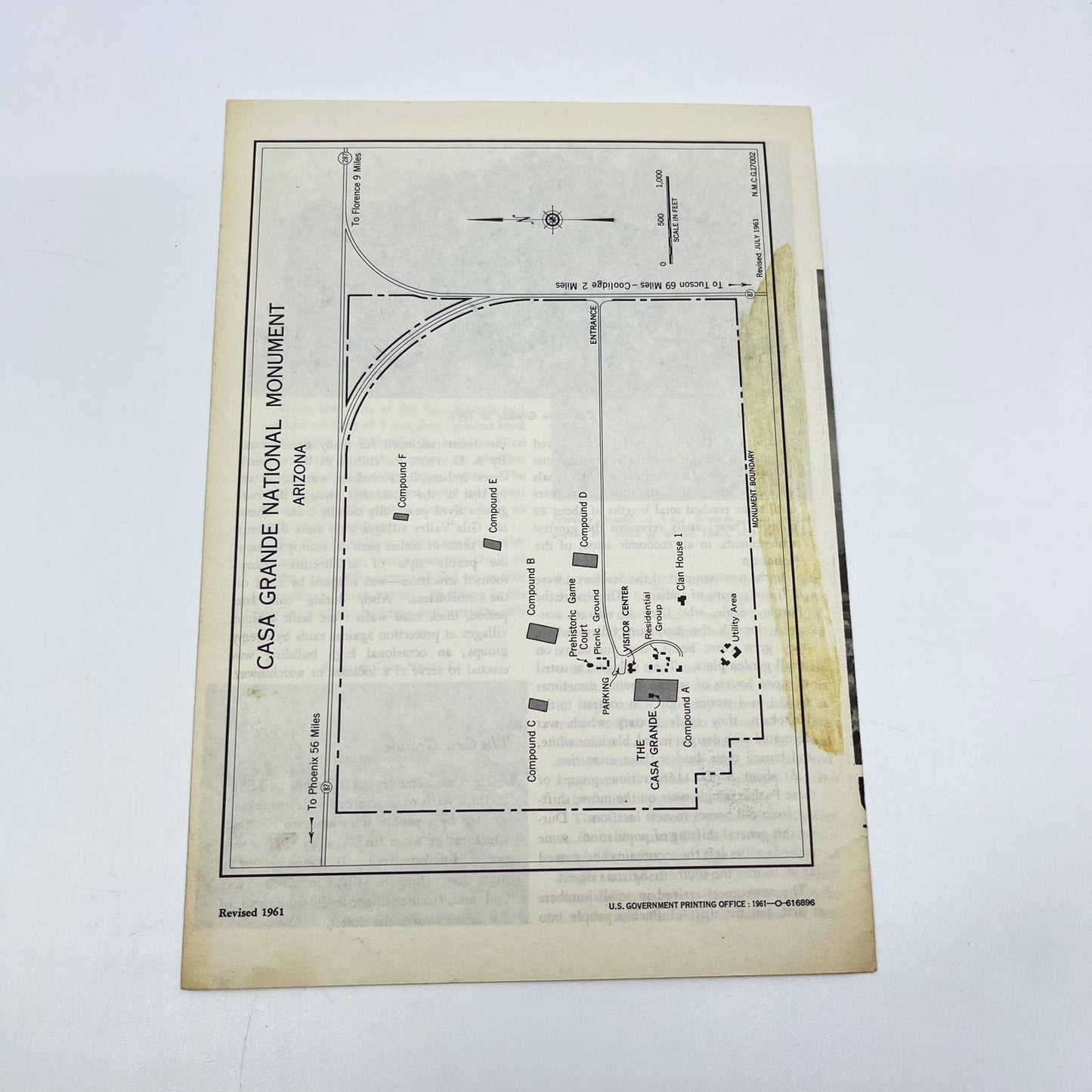 1961 Casa Grande National Monument Arizona Leaflet Brochure AA8