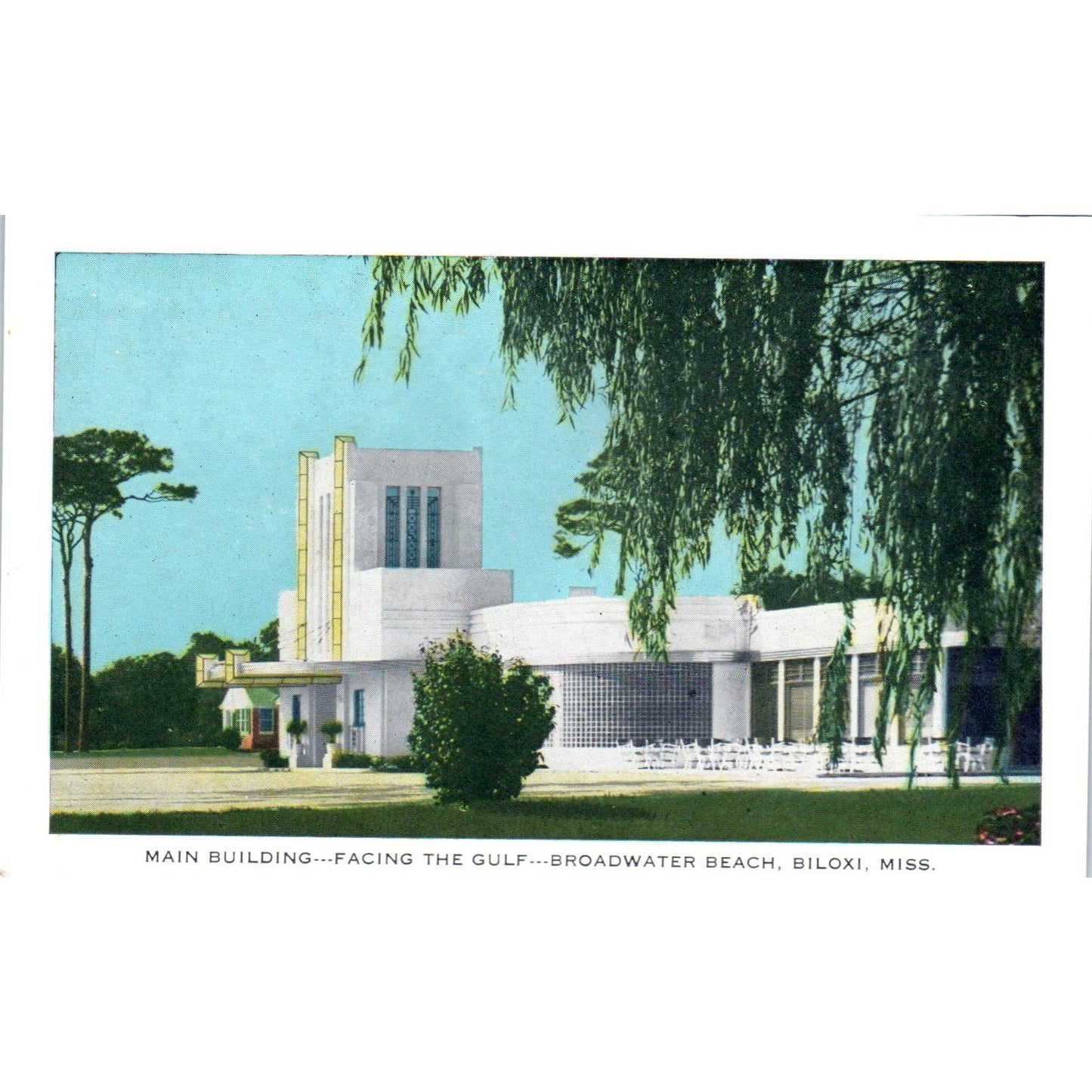 The Broadwater Beach Main Building Biloxi Mississippi Original Postcard TJ7-RP3