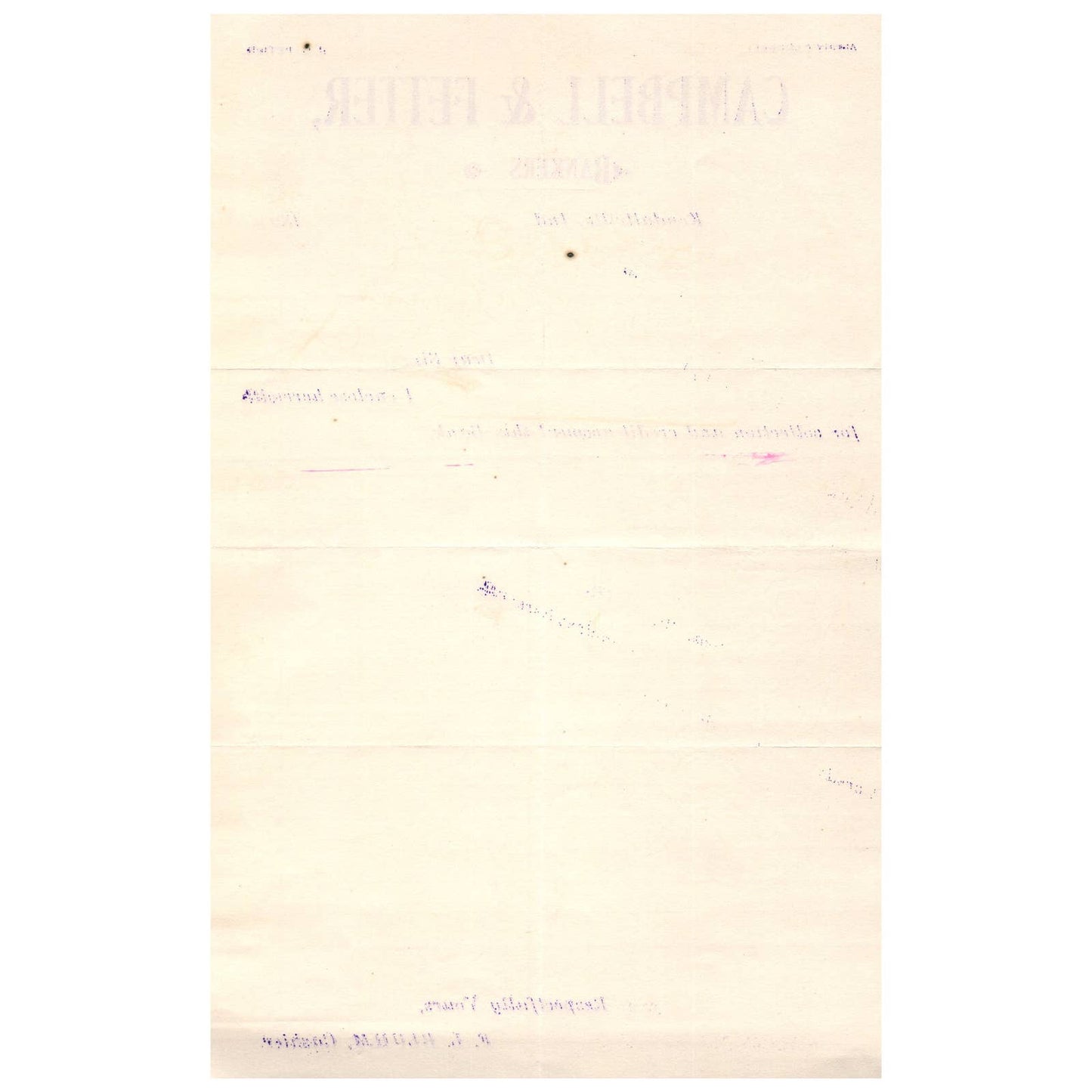 1896 Campbell & Fetter Bankers Letterhead Kendallville Indiana AD8-3